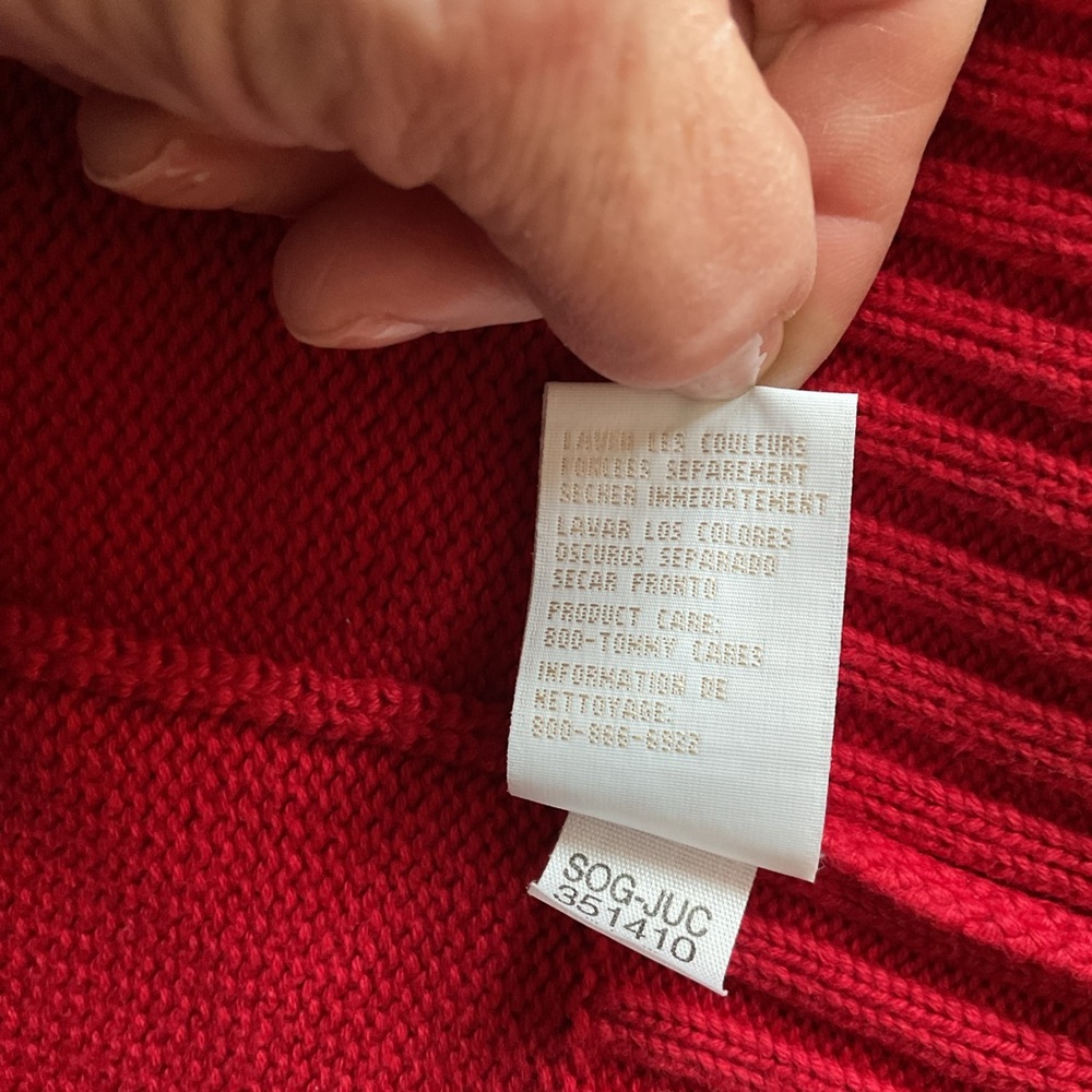 Tommy Hilfiger Red Striped Full-Zip Mock Neck Sweater Size M - Picture 8 of 9
